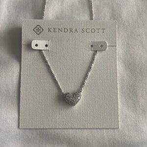 Ari Silver pave crystal heart necklace with white crystal